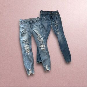 Stylish Women's Distressed Blue Jeans